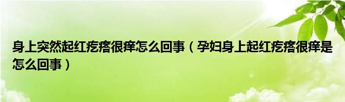 身上突然起紅疙瘩很癢怎么回事（孕婦身上起紅疙瘩很癢是怎么回事）