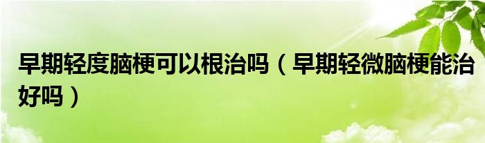 早期輕度腦?？梢愿螁幔ㄔ缙谳p微腦梗能治好嗎）