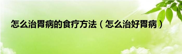 怎么治胃病的食療方法（怎么治好胃病）