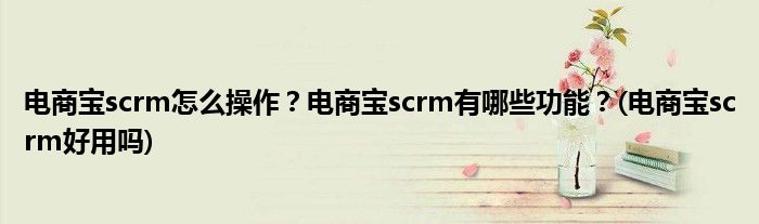 電商寶scrm怎么操作？電商寶scrm有哪些功能？(電商寶scrm好用嗎)