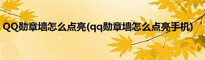 QQ勛章墻怎么點亮(qq勛章墻怎么點亮手機)