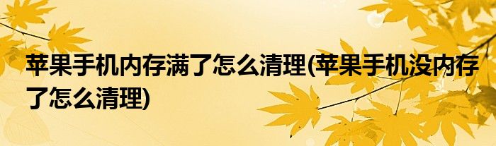 蘋果手機內(nèi)存滿了怎么清理(蘋果手機沒內(nèi)存了怎么清理)