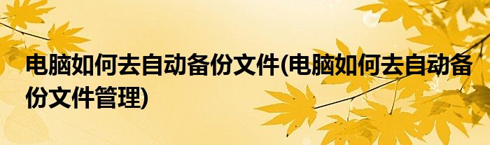 電腦如何去自動備份文件(電腦如何去自動備份文件管理)