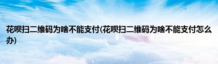 花唄掃二維碼為啥不能支付(花唄掃二維碼為啥不能支付怎么辦)