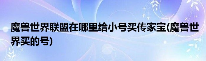 魔獸世界聯(lián)盟在哪里給小號買傳家寶(魔獸世界買的號)