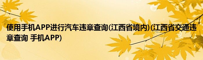 使用手機(jī)APP進(jìn)行汽車違章查詢(江西省境內(nèi))(江西省交通違章查詢 手機(jī)APP)