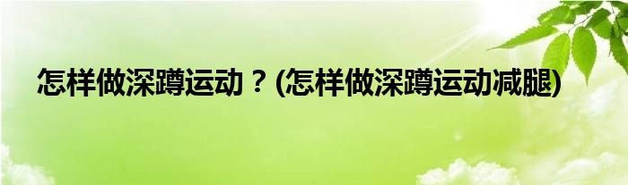 怎樣做深蹲運動？(怎樣做深蹲運動減腿)