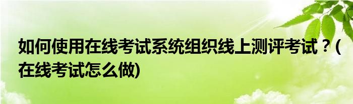 如何使用在線考試系統(tǒng)組織線上測評考試？(在線考試怎么做)