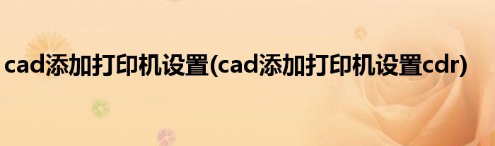 cad添加打印機設(shè)置(cad添加打印機設(shè)置cdr)