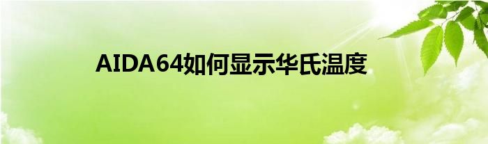 AIDA64如何顯示華氏溫度