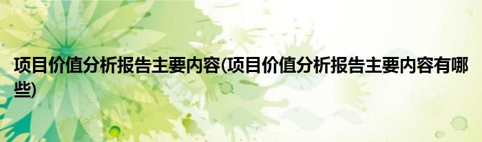 項目價值分析報告主要內(nèi)容(項目價值分析報告主要內(nèi)容有哪些)