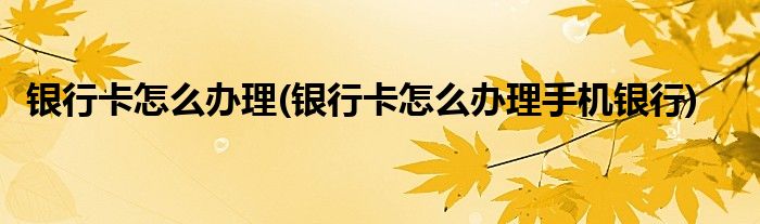 銀行卡怎么辦理(銀行卡怎么辦理手機(jī)銀行)