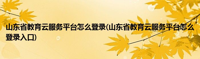 山東省教育云服務(wù)平臺(tái)怎么登錄(山東省教育云服務(wù)平臺(tái)怎么登錄入口)