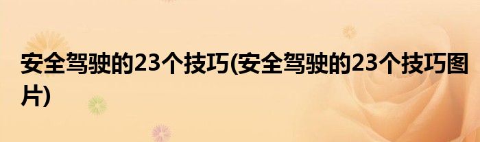 安全駕駛的23個技巧(安全駕駛的23個技巧圖片)