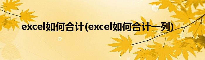 excel如何合計(jì)(excel如何合計(jì)一列)