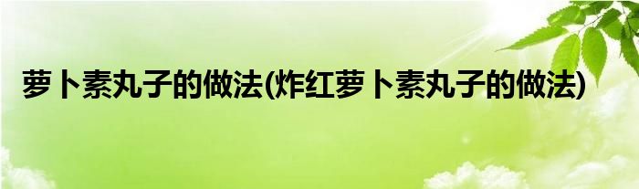 蘿卜素丸子的做法(炸紅蘿卜素丸子的做法)