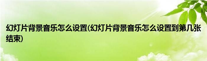 幻燈片背景音樂怎么設(shè)置(幻燈片背景音樂怎么設(shè)置到第幾張結(jié)束)