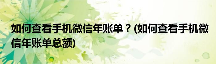 如何查看手機(jī)微信年賬單？(如何查看手機(jī)微信年賬單總額)