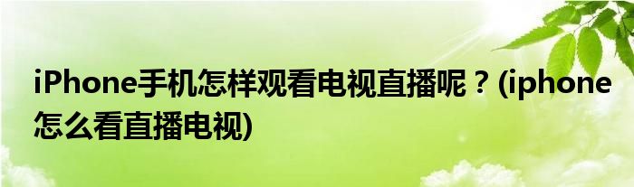 iPhone手機(jī)怎樣觀看電視直播呢？(iphone怎么看直播電視)