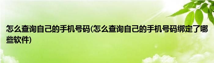 怎么查詢(xún)自己的手機(jī)號(hào)碼(怎么查詢(xún)自己的手機(jī)號(hào)碼綁定了哪些軟件)