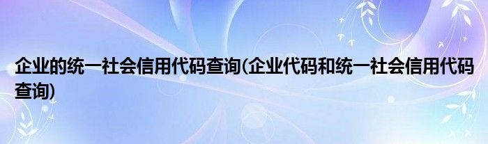 企業(yè)的統(tǒng)一社會信用代碼查詢(企業(yè)代碼和統(tǒng)一社會信用代碼查詢)