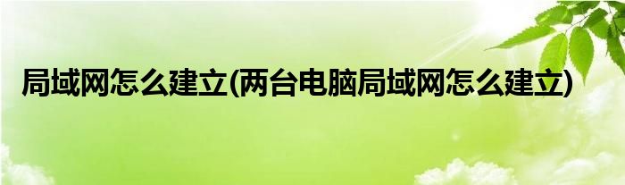 局域網(wǎng)怎么建立(兩臺(tái)電腦局域網(wǎng)怎么建立)