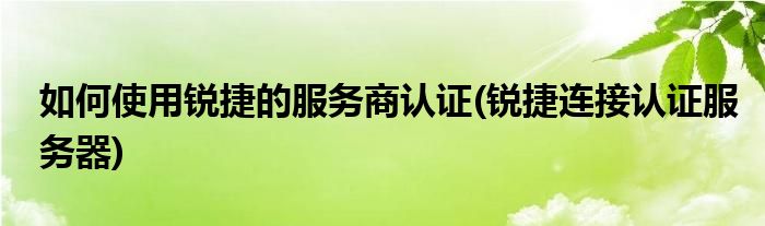 如何使用銳捷的服務(wù)商認(rèn)證(銳捷連接認(rèn)證服務(wù)器)