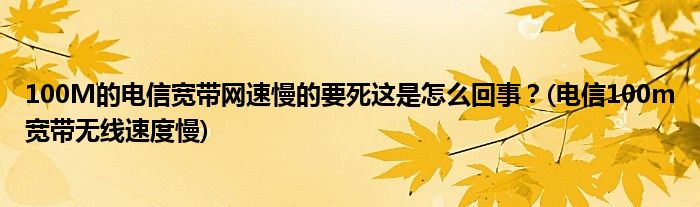 100M的電信寬帶網(wǎng)速慢的要死這是怎么回事？(電信100m寬帶無線速度慢)