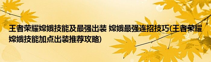 王者榮耀嫦娥技能及最強(qiáng)出裝 嫦娥最強(qiáng)連招技巧(王者榮耀嫦娥技能加點(diǎn)出裝推薦攻略)