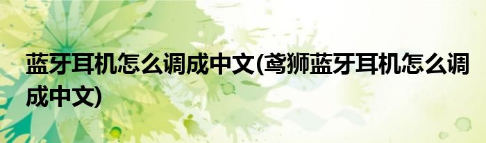 藍牙耳機怎么調(diào)成中文(鳶獅藍牙耳機怎么調(diào)成中文)