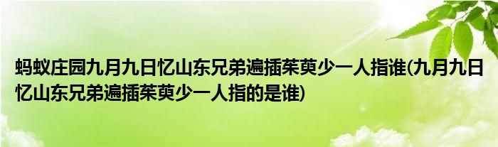 螞蟻莊園九月九日憶山東兄弟遍插茱萸少一人指誰(shuí)(九月九日憶山東兄弟遍插茱萸少一人指的是誰(shuí))