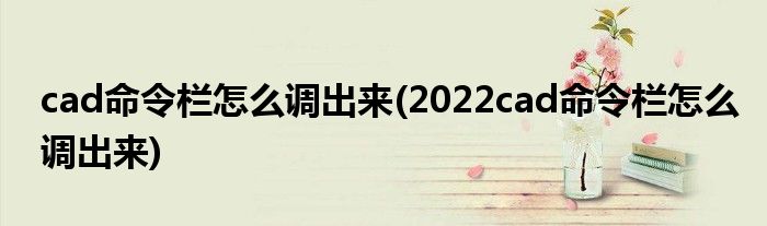 cad命令欄怎么調(diào)出來(2022cad命令欄怎么調(diào)出來)