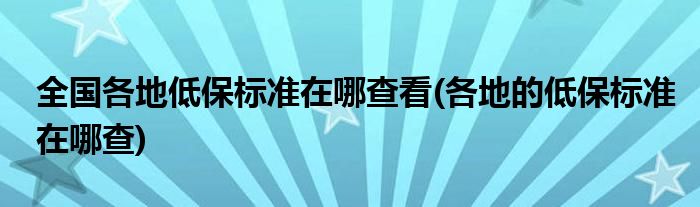 全國(guó)各地低保標(biāo)準(zhǔn)在哪查看(各地的低保標(biāo)準(zhǔn)在哪查)