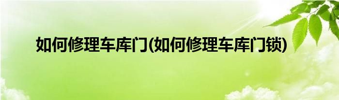 如何修理車庫門(如何修理車庫門鎖)