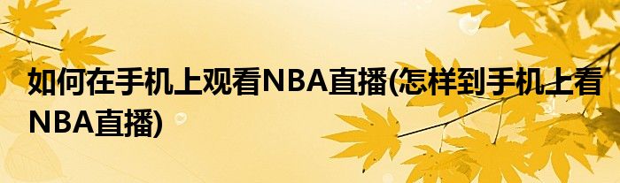 如何在手機(jī)上觀看NBA直播(怎樣到手機(jī)上看NBA直播)