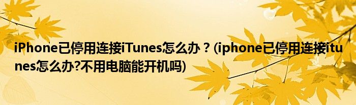 iPhone已停用連接iTunes怎么辦？(iphone已停用連接itunes怎么辦?不用電腦能開機(jī)嗎)