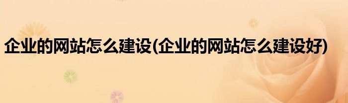 企業(yè)的網(wǎng)站怎么建設(shè)(企業(yè)的網(wǎng)站怎么建設(shè)好)