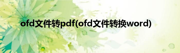 ofd文件轉(zhuǎn)pdf(ofd文件轉(zhuǎn)換word)