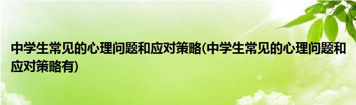 中學生常見的心理問題和應(yīng)對策略(中學生常見的心理問題和應(yīng)對策略有)