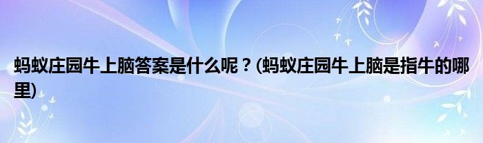 螞蟻莊園牛上腦答案是什么呢？(螞蟻莊園牛上腦是指牛的哪里)