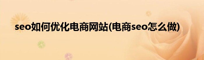 seo如何優(yōu)化電商網(wǎng)站(電商seo怎么做)