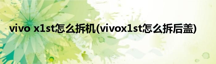 vivo x1st怎么拆機(jī)(vivox1st怎么拆后蓋)