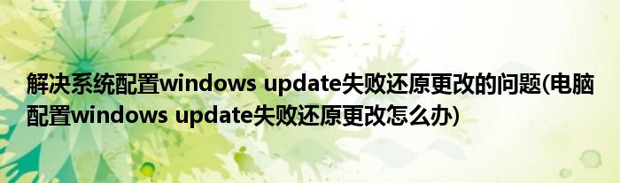 解決系統(tǒng)配置windows update失敗還原更改的問題(電腦配置windows update失敗還原更改怎么辦)