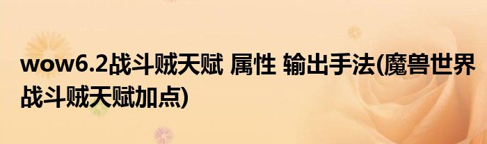 wow6.2戰(zhàn)斗賊天賦 屬性 輸出手法(魔獸世界戰(zhàn)斗賊天賦加點)