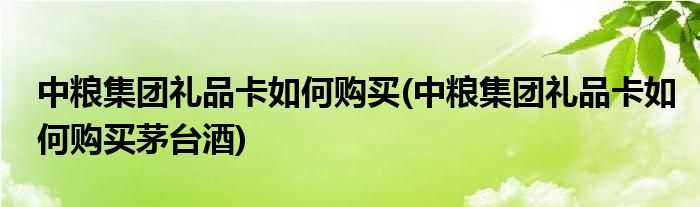 中糧集團禮品卡如何購買(中糧集團禮品卡如何購買茅臺酒)