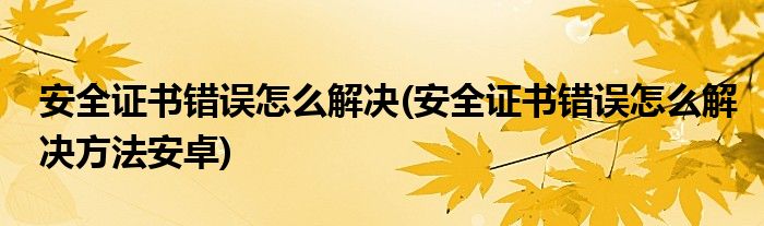 安全證書錯(cuò)誤怎么解決(安全證書錯(cuò)誤怎么解決方法安卓)