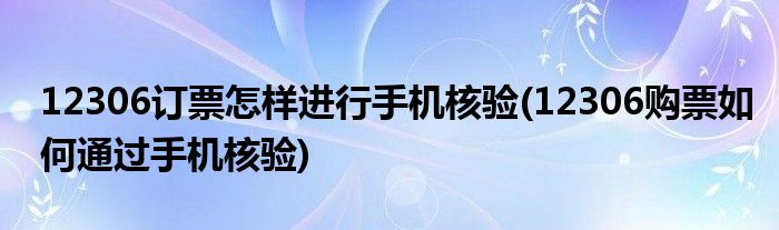 12306訂票怎樣進(jìn)行手機(jī)核驗(yàn)(12306購票如何通過手機(jī)核驗(yàn))