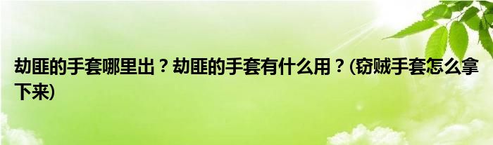 劫匪的手套哪里出？劫匪的手套有什么用？(竊賊手套怎么拿下來)