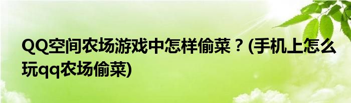 QQ空間農(nóng)場游戲中怎樣偷菜？(手機上怎么玩qq農(nóng)場偷菜)