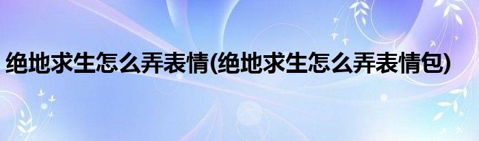 絕地求生怎么弄表情(絕地求生怎么弄表情包)